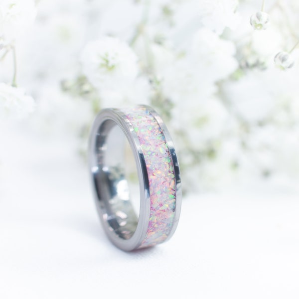 Hints of Pinks 6mm wide opal ring