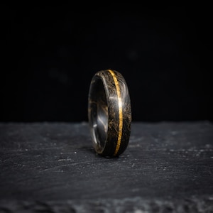 Handmade Custom Gold Burl Carbon Fiber handmade ring