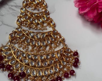 Handcrafted Red Beaded Jhoomar for Traditional Glamour