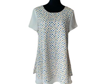 Vintage 90s T Shirt Summer Mini Dress Flower Pattern Multicolour Medium