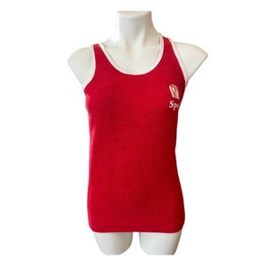 Vintage Authentic 80s Red Terrycloth Sleeveless Racerback Tank Top S/M
