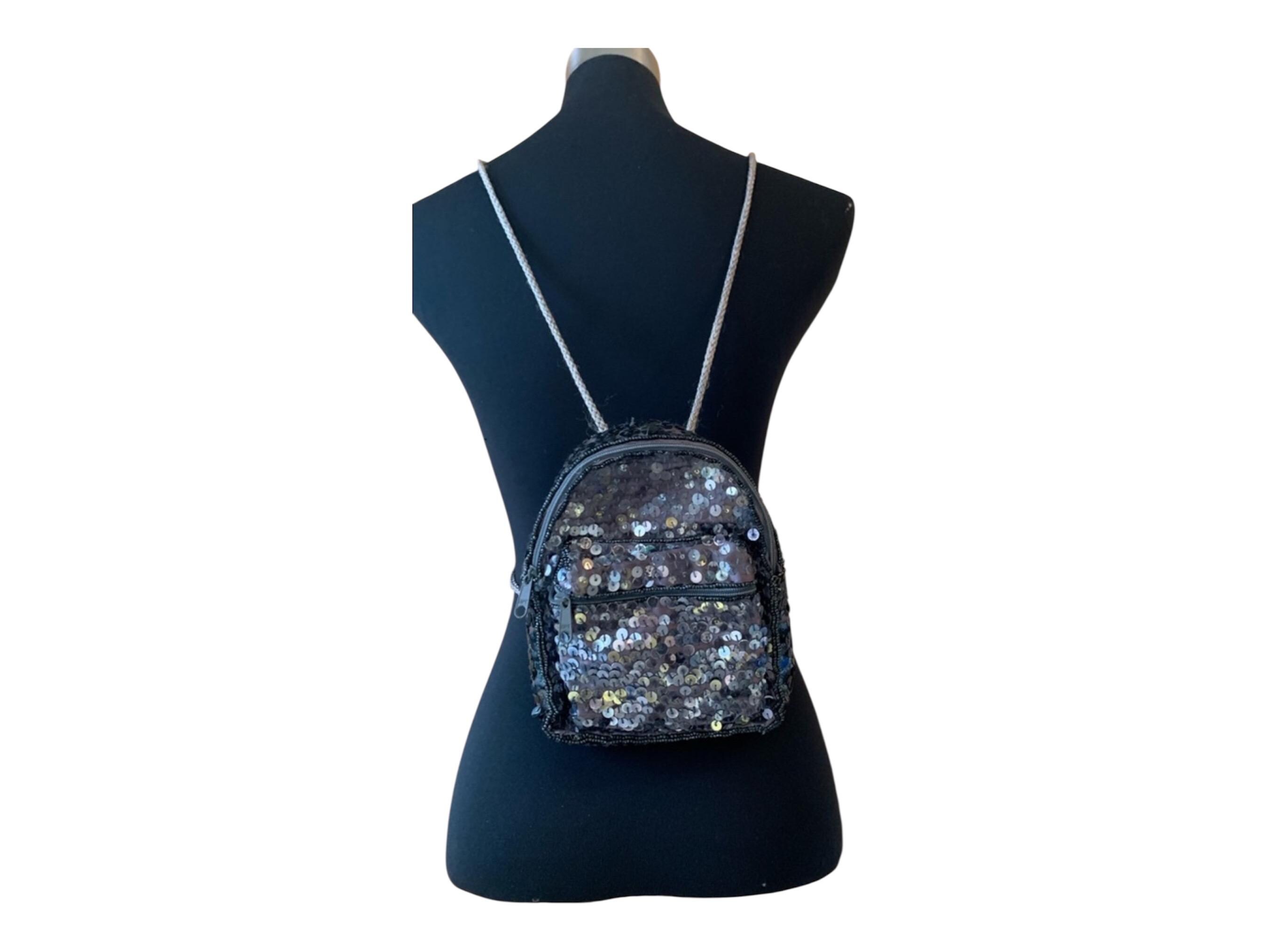 Rare Women’s Vintage 90s Sequinned Mini Backpack Pockets Zipper Long ...