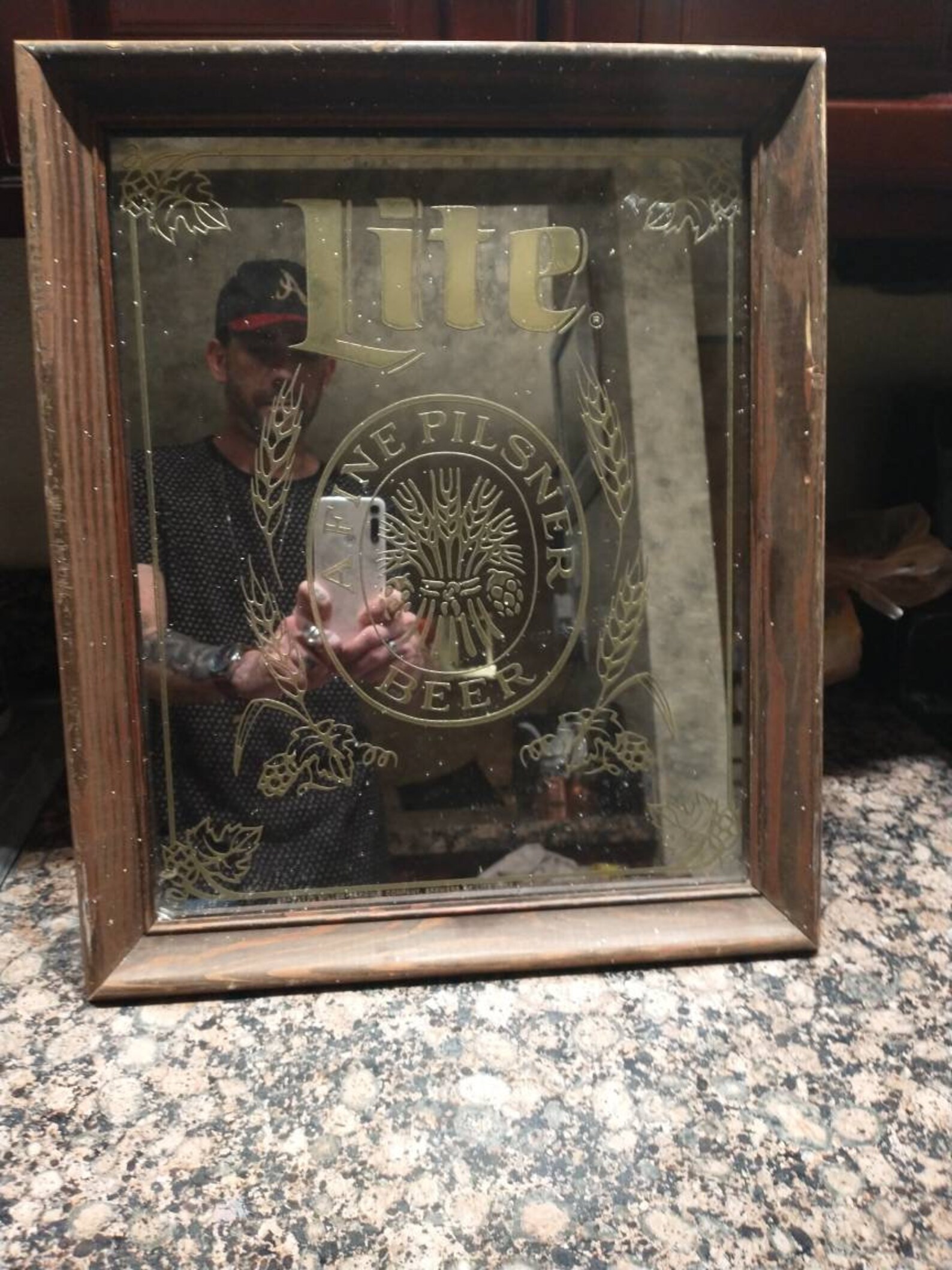 Vintage bar mirror miller lite gold fancy Etsy