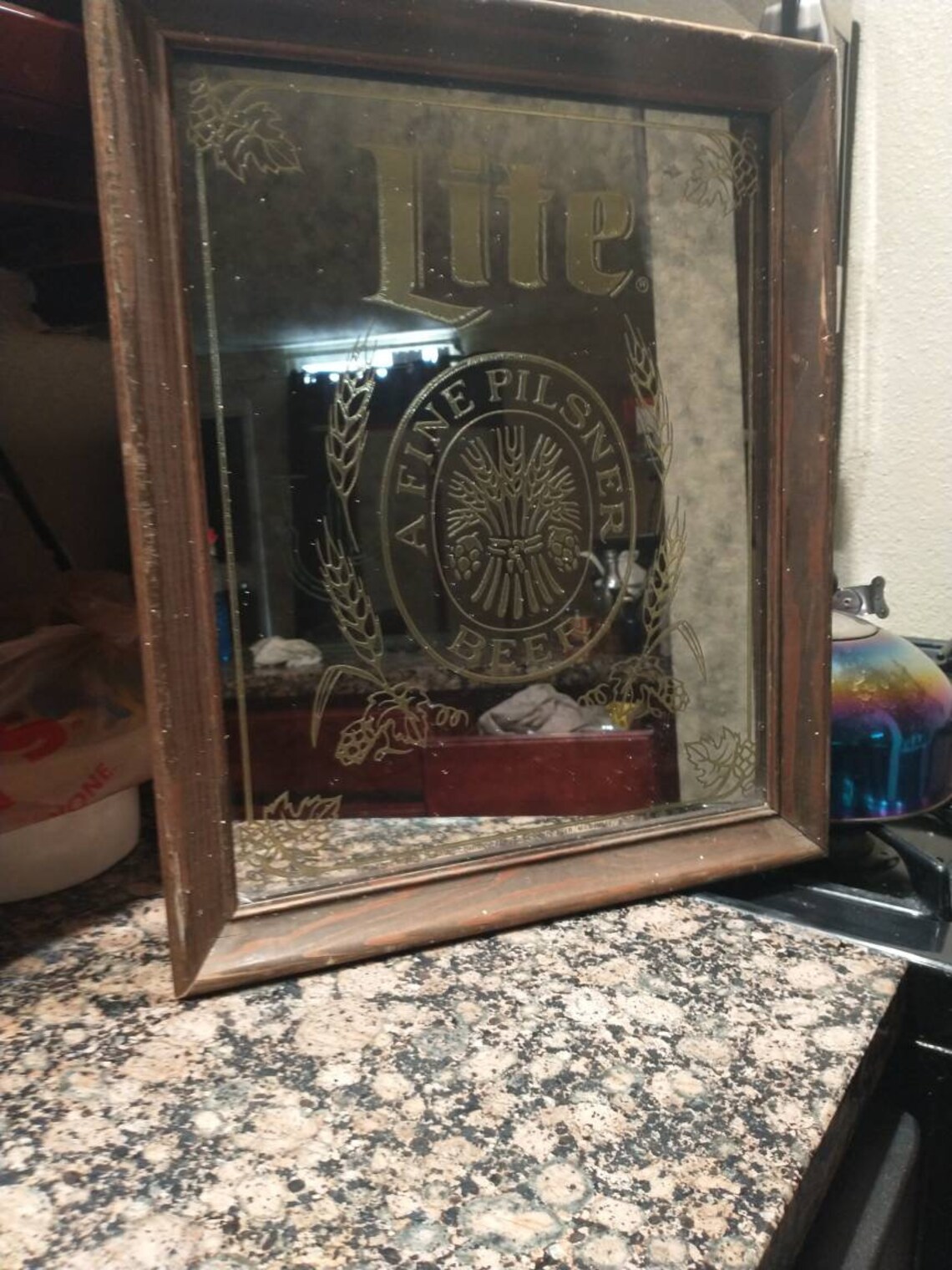 Vintage bar mirror miller lite gold fancy Etsy