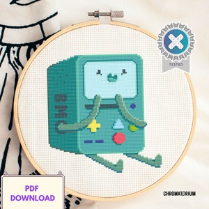 ハッピー BMO アドベンチャー タイム クロスステッチ パターン - PDF 即時ダウンロード - パターン キーパー対応