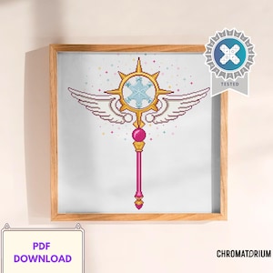 Cardcaptor Sakura Wand 2 Cross stitch pattern - Star Sealing Wand - PDF Instant Download - Pattern Keeper Compatible