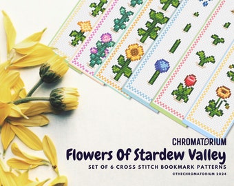 Flowers of Stardew Valley Cross Stitch Bookmark Patterns - set of 6 - PDF Instant Download