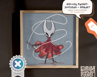 Hollow Knight Silksong Hornet Cross Stitch Pattern - PDF Instant Download