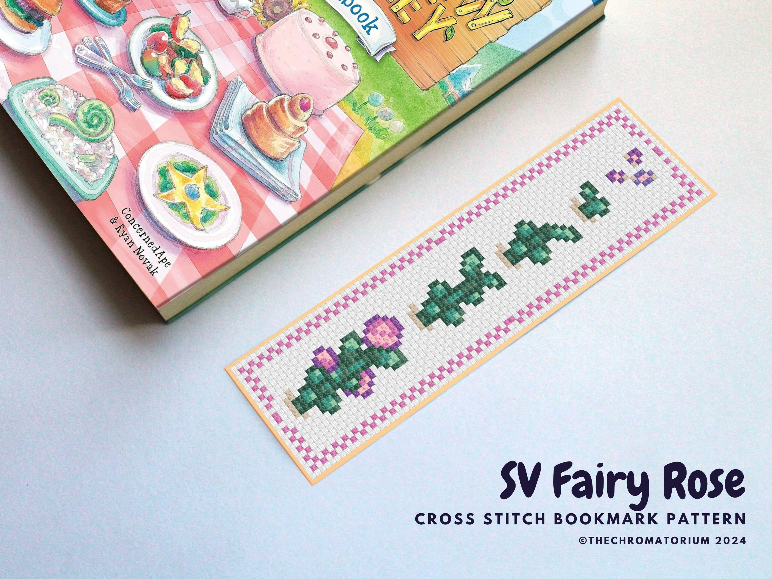 Stardew Valley Fairy Rose Cross Stitch Bookmark Pattern PDF Instant