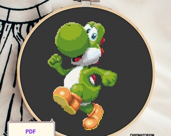3Dヨッシークロスステッチパターン - PDFインスタントダウンロード
