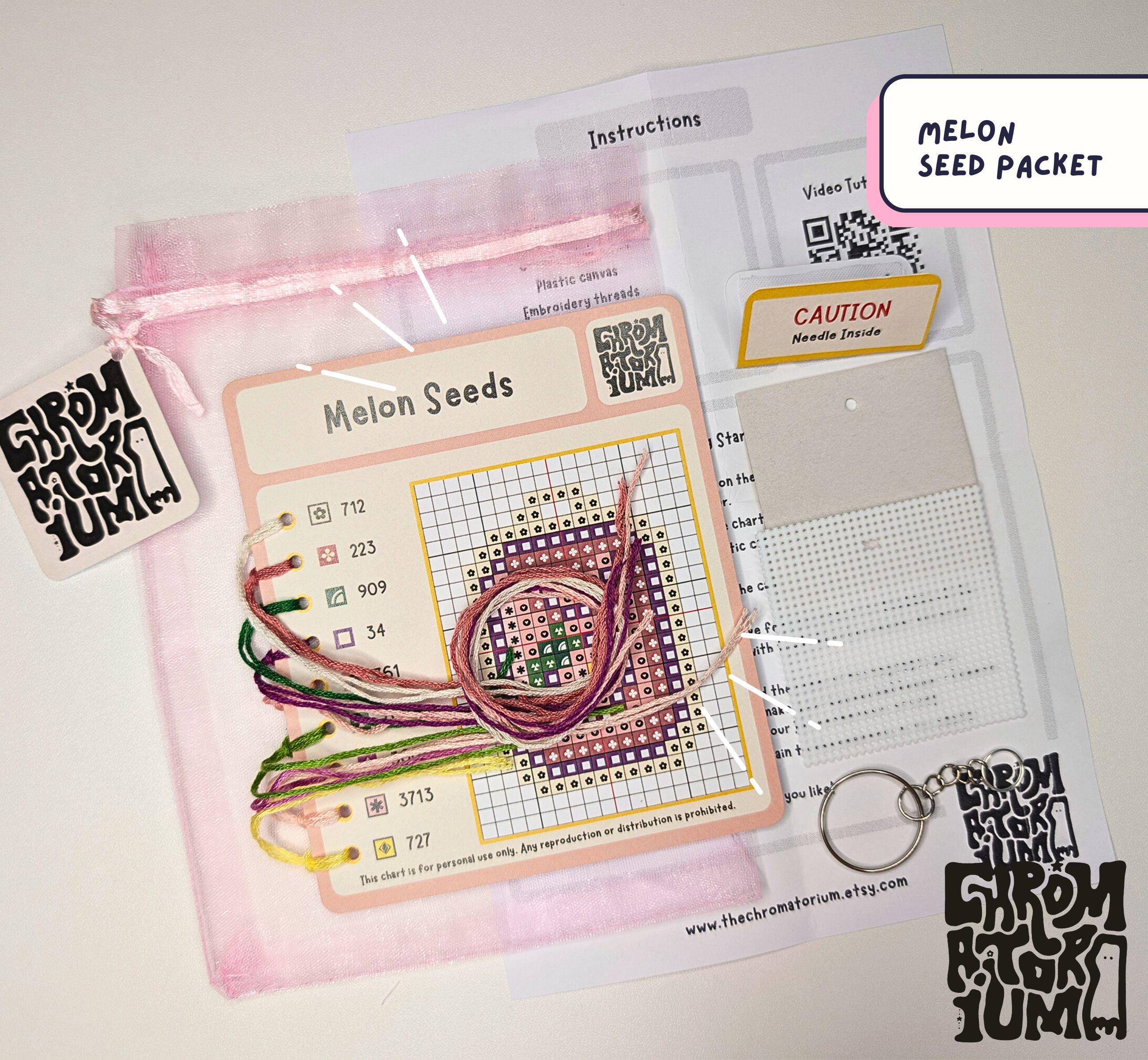 Stitch Packet Stardew Valley Inspired: Seed Packet Cross Stitch Keyring Kit - Melon ...