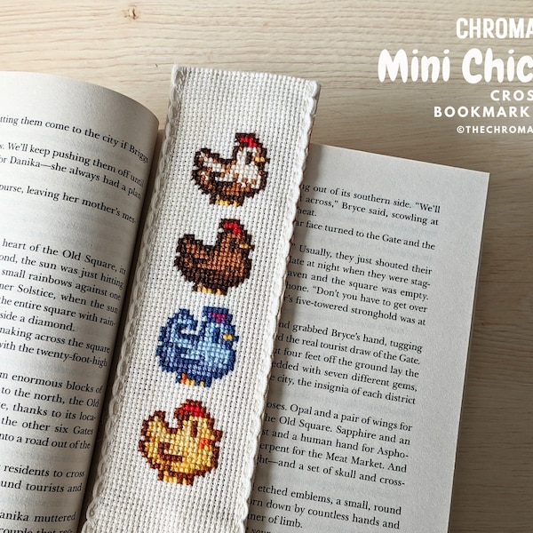 Stardew Valley - Schema per segnalibro a punto croce con mini pollo - Download immediato in PDF