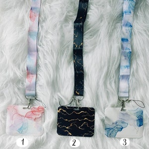 Badge Holder Card Neck Strap Marbled Key Holder image 1