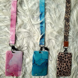 Badge Holder Card Lanyard Key Holder Marbled