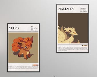Vulpix Ninetales Poster | Japanischer Anime Fox Spirit Druck (digitaler Download)