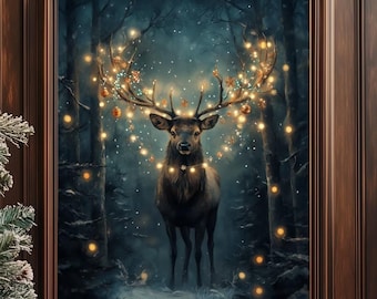 Vintage Reindeer Christmas Poster: Funny Retro Bathroom Wall Art (Digital Download)