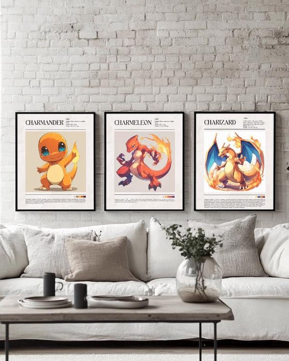 Charizard Evolution Pokemon Poster | Anime Gaming Wall Art (Digital Download)