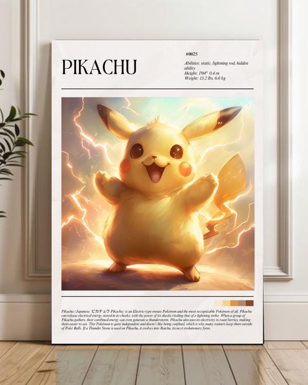【希少】Pokémon Art Print ピカチュウ アートプリント ピカチュウ ポケモン アートプリント、アニメ ゲーム ポスター