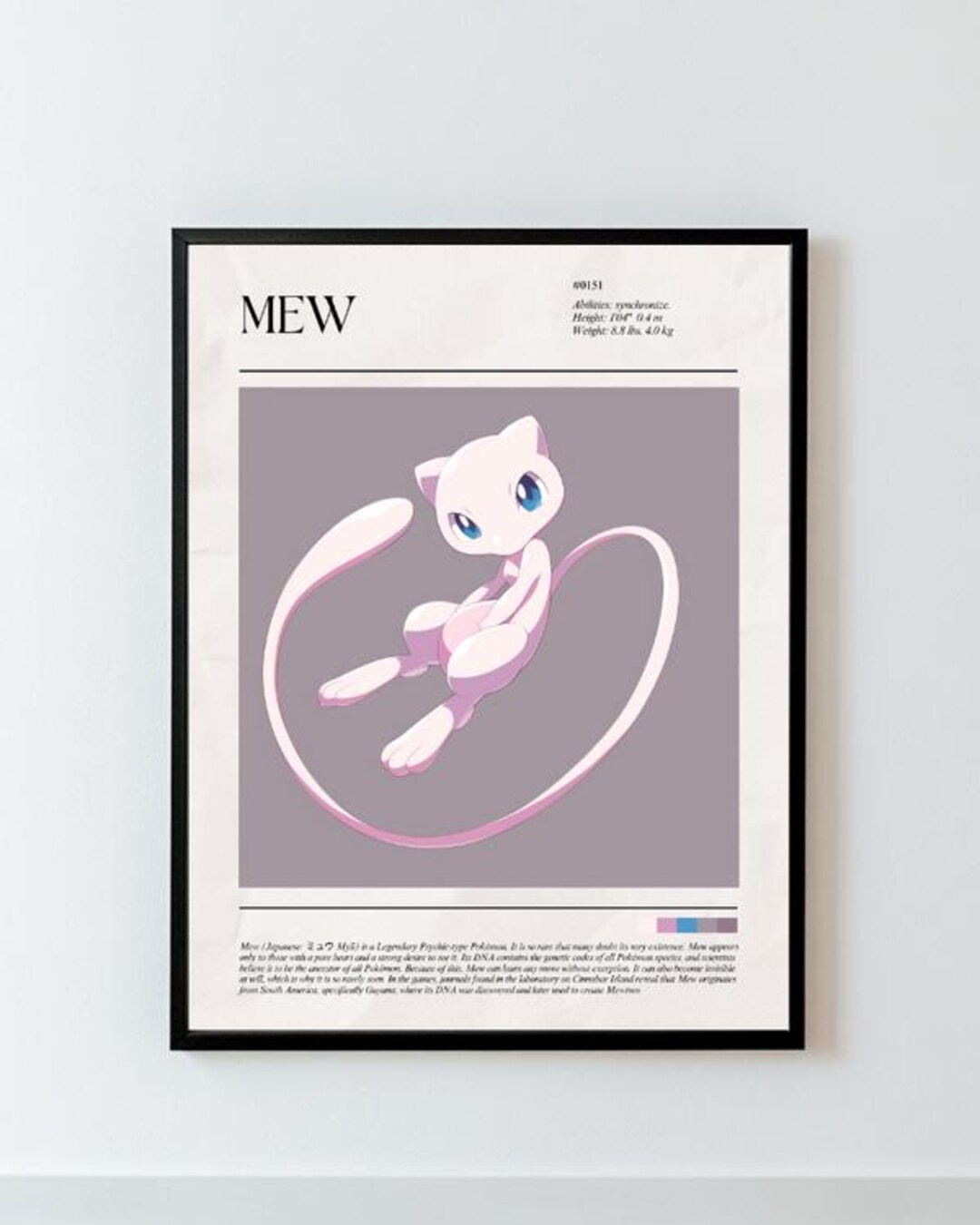 Mew Pokemon Art Print | Gaming Wall Decor (digital Download) - Etsy