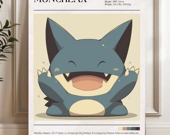 カビゴン、マンチラックス ポケモンポスター。リビングルームの