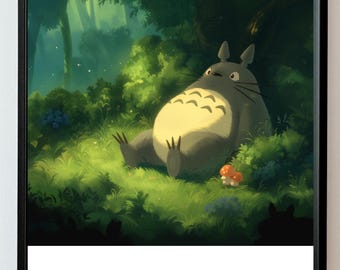Totoro Poster: Studio Ghibli Japanese Anime Art (Digital Download)