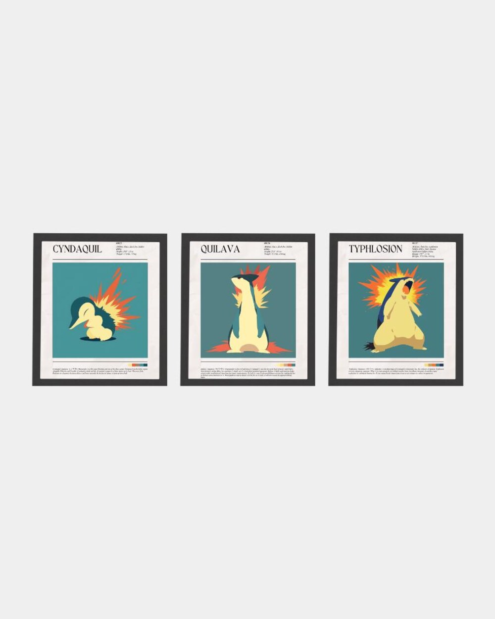 Cyndaquil, Quilava, Typhlosion Pokemon Poster. Wall Art For Living Room. Gaming Style Wall Decor. Anime Poster. Gaming Posters. Bespoketshirt Collections