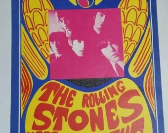 The Rolling Stones Concert Poster Vintage 1967 Konst Promo Poster Vintage 1960s Band Poster Psychedelic Art