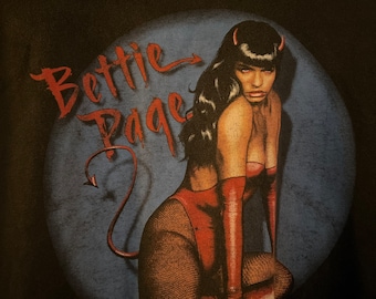 Bettie Page Shirt Vintage 1990s Bondage Girl Tshirt 90s Pin-Up Girl T-Shirt Red Devil Low Rider Tee