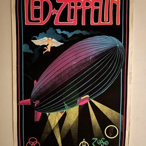 Led Zeppelin Black Light Poster Vintage Originele # 949 Funky Enterprise Smoke Shop Rock Band Poster Stairway To Heaven