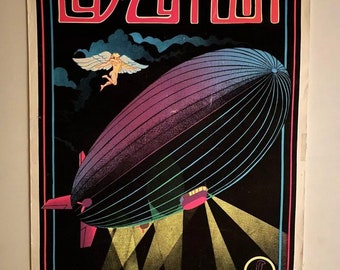 Led Zeppelin Black Light Poster Vintage Original #949 Funky Enterprise Smoke Shop Rock Band Poster Stairway To Heaven