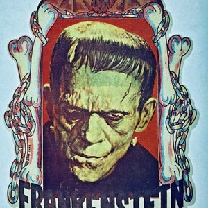 Koszulka Frankenstein Roach Graphic Transfer Vintage 1970s Horror Movie Star Shirt Boris Karloff