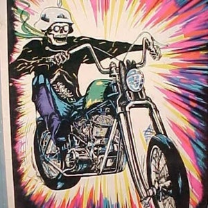 Poster a luce nera Vintage anni '60 High Ryder Rare Acid Psychedelic Punk Rat Fink Skeleton Biker American Chopper Satan's Slave