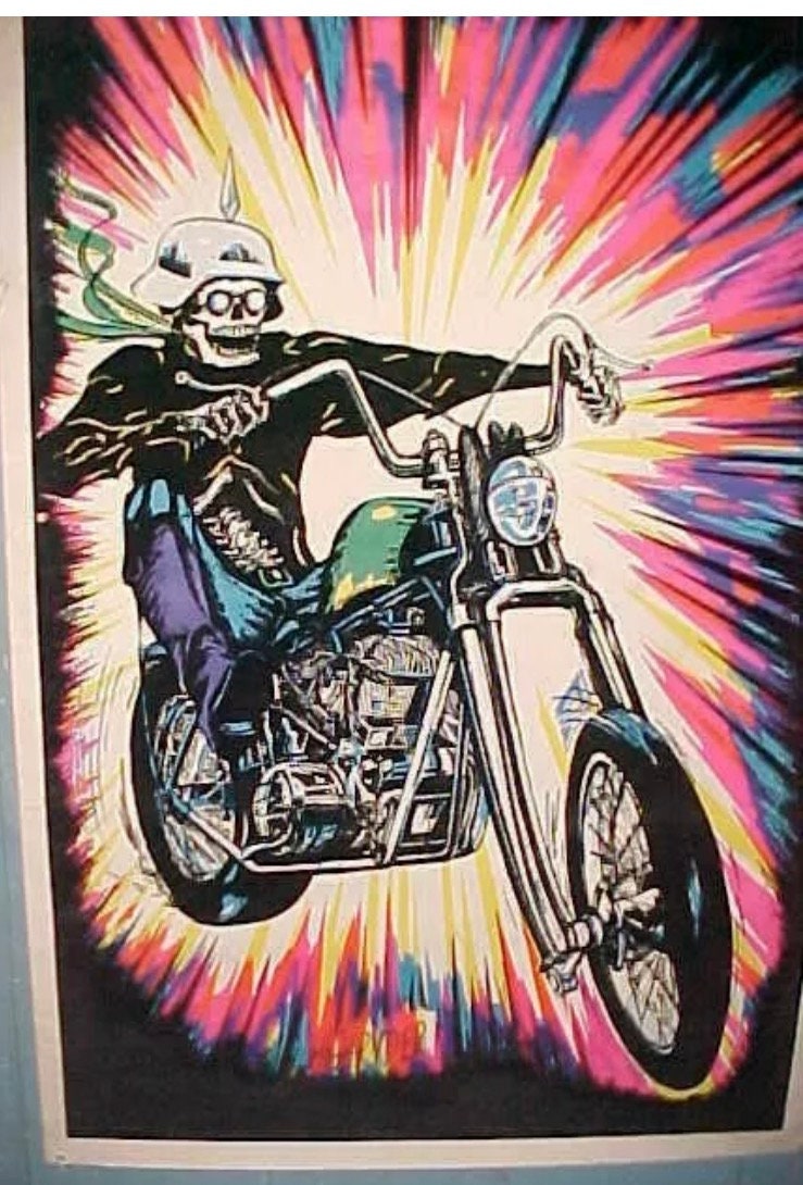 Black Light Poster Vintage 1960s High Ryder Rare Acid Psychedelic