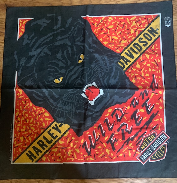 Bandana Scarf Vintage 1980s Harley Davidson Biker… - image 1