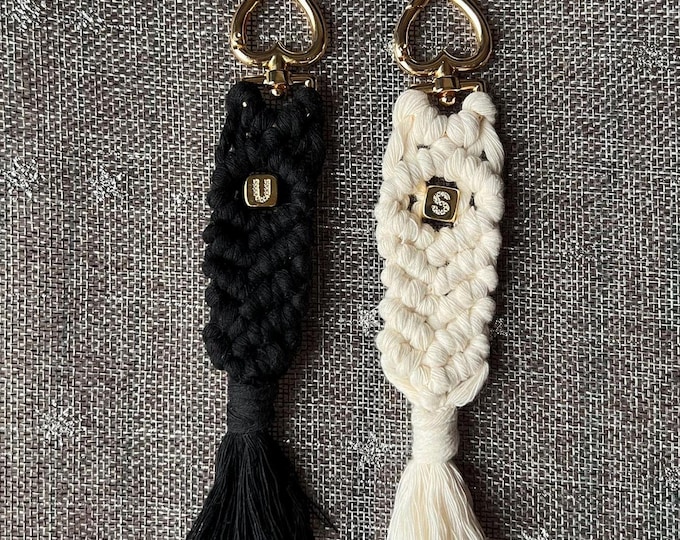 Customized Macrame keychains, Macrame accessories, Woven keychain, Bridesmaid Gift, Personalized Gift