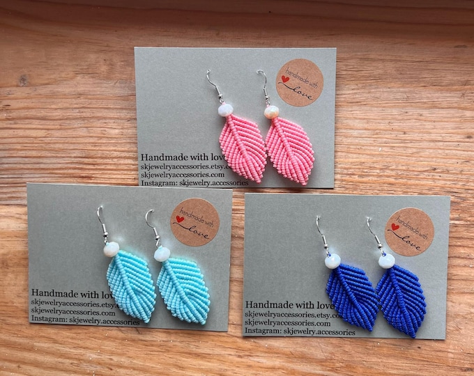 Handmade Boho Macrame Leaf Earrings | Lightweight Nature-Inspired Dangle Jewelry
