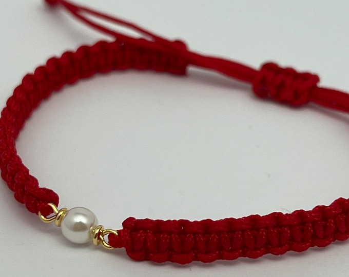 Macrame Pearl Bracelet • Adjustable • Minimalist