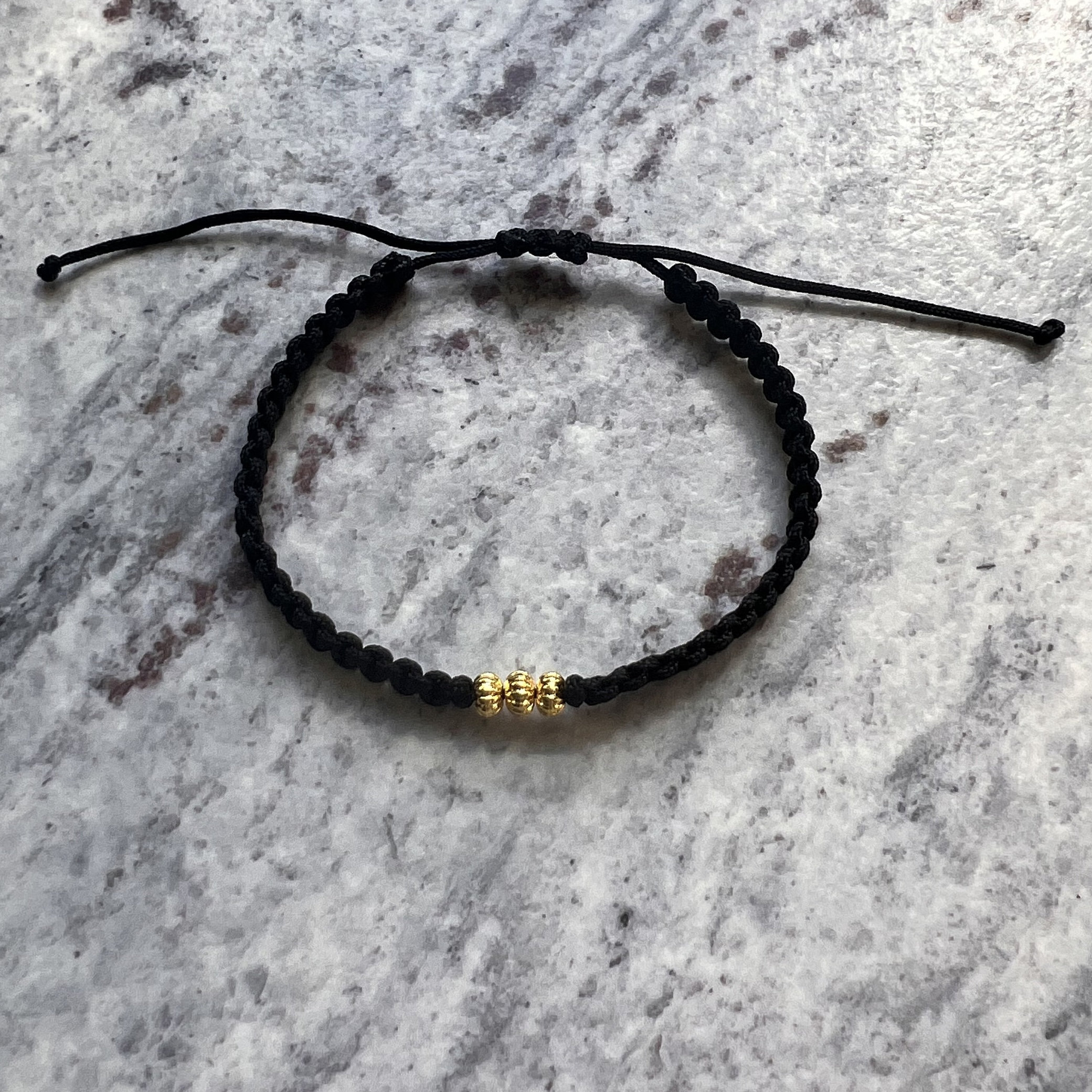 Simple macrame bracelet Adjustable Braided Friendship bracelet Gold plated Bead bracelet Gift Minimalist
