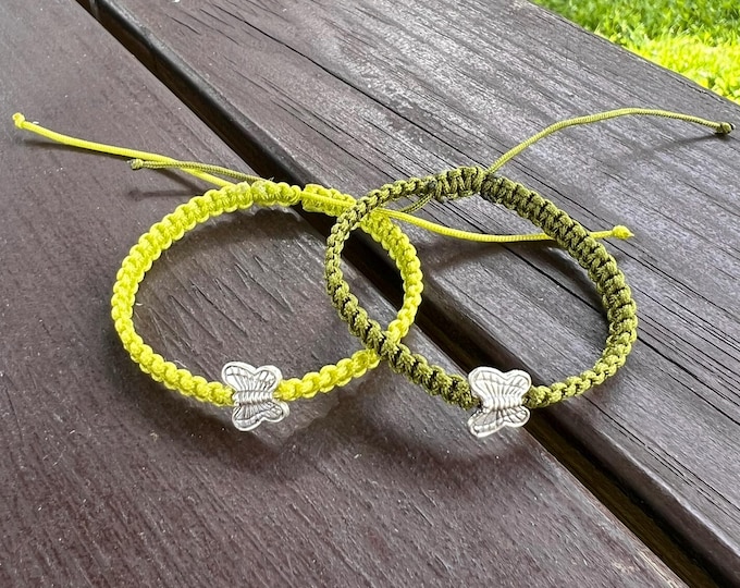 Macrame Butterfly Bracelet: Nature Inspired Gift for Her, Dainty Summer Accessory