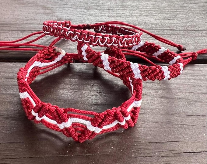 Braided Latvian flag bracelet, Strength bracelet, Patriotic