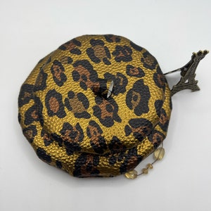 Leopard leather faux Beret | Animal beret| Leopard print beret |