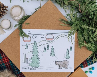 Mountain & Bear Coloring Page | Canada Instant Download