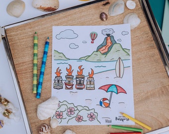 Maui Hawaii Volcano Coloring Page