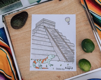 Chichén Itzá Mexico Coloring Page