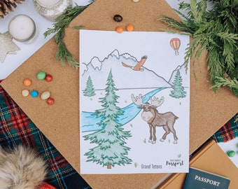 Grand Teton National Park Coloring Page