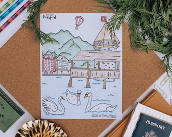 Lucerne Switzerland Coloring Page
