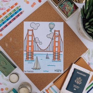 Página para colorear del puente Golden Gate de San Francisco