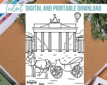 Berlin Germany Learning Coloring Page | Instant Digital and Printable Download