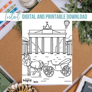 Pagina da colorare di apprendimento di Berlino Germania / Download istantaneo digitale e stampabile