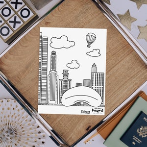 Chicago Imprimir em casa para colorir para crianças | Desenhos para colorir de viagens